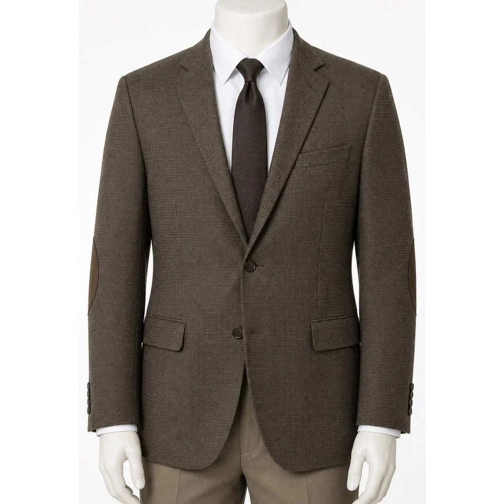 STAFFORD Men's Wool Blazer Sport Coat Brown Blue 44R Suit Jacket Professional